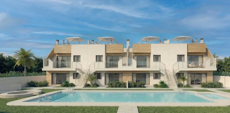 Bungalows in a gated complex with a swimming pool