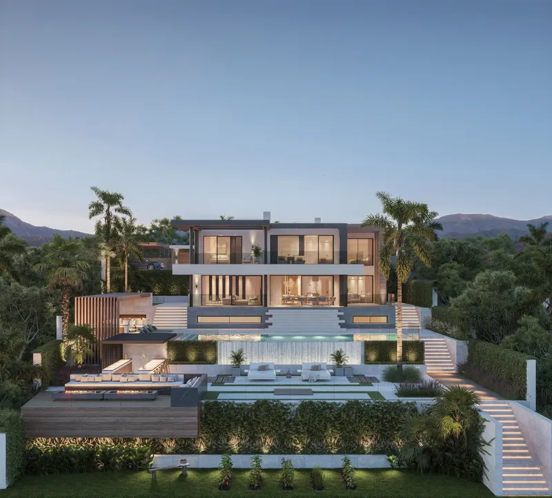 Villas with panoramic golf and sea views in Mijas